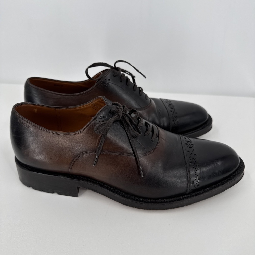 Bally Of Switzerland Injected-Sole Oxford US 7D Dark Brown Leather Cap Toe - Picture 2 of 11